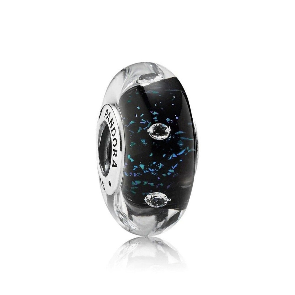 NEW Authentic PANDORA Retired Midnight Blue Effervescence Glass Charm 791627CZ